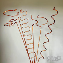 Load image into Gallery viewer, XL Copper Plant Sticks, 24&quot; Long Plant Support, 7 Design Options
